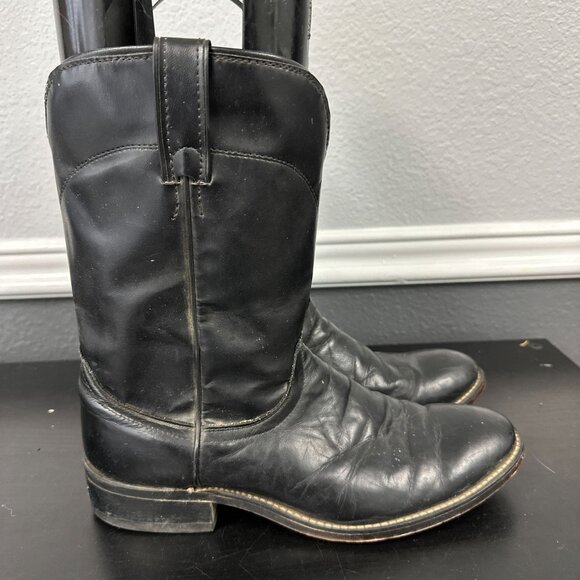 Laredo 7902 Saddle Roper Black Cowhide Leather Boots USA Made Size 8 EE Wide - Picture 4 of 10